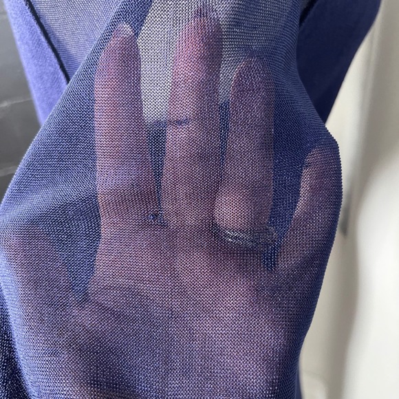 White House Black‎ Market Blue Onyx Sheer Sleeve Jacquard Midi Dress XS - Picture 12 of 16